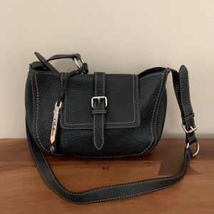 Cole Haan Black Crossbody Bag Pebbled Leather Silver Hardware